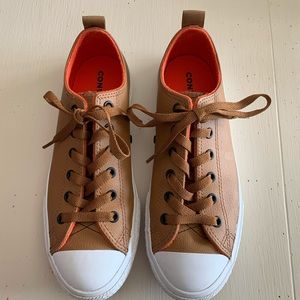 Boy’s Tan Leather Converse Low tops